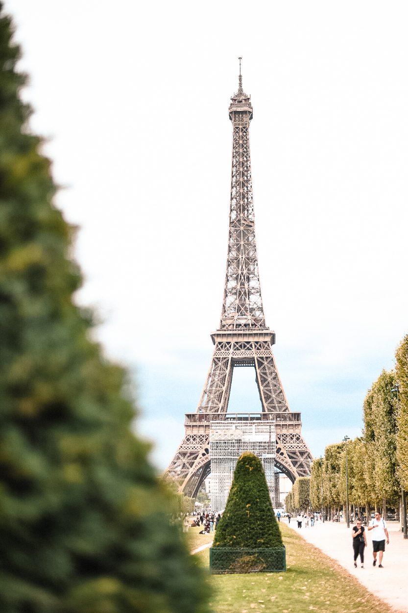 The famous landmark of Paris, France: the Eiffel Tower. 