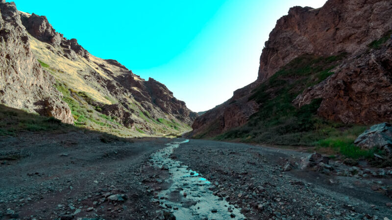 The stream that passes through Eagle Valley. Hiking Eagle Valley is an option for all skill levels. The start of this Mongolian hike is easy, and gradually increases in difficulty allowing adventurers to turn back whenever the trail becomes too difficult. Learn about hiking in Mongolia's Eagle Valley, and the wildlife you can see while there! #mongolia #eaglevalley #hiking