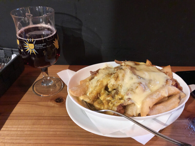 Poutine and beer at the Niseko Taproom.